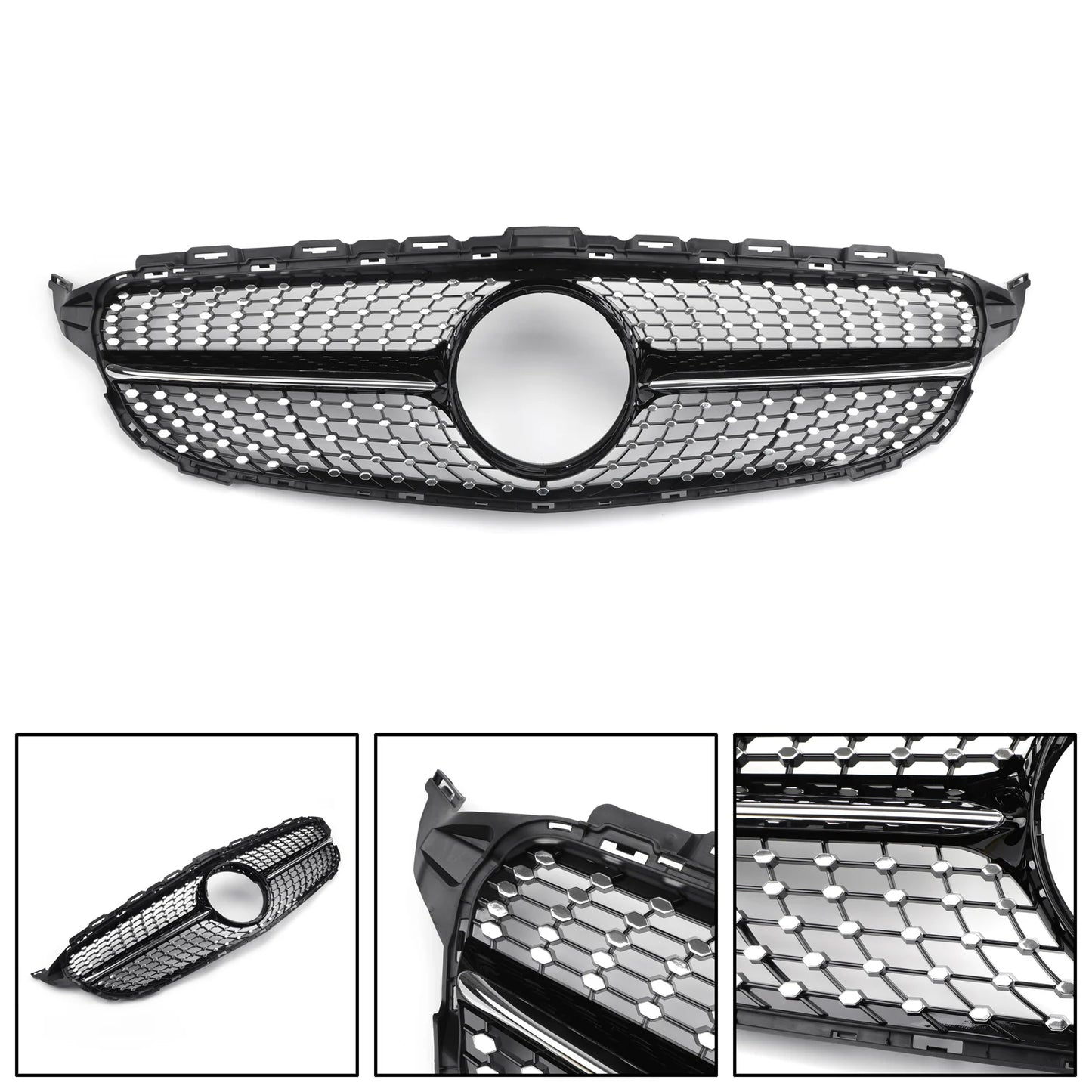 Grille Supérieure Avant pour Mercedes-Benz Classe C W205 C200 C250 C300 C350 AMG (2015-2018)