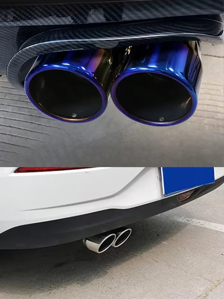 Embout d'échappement universel à double sortie pour voiture, 1 pièce, embouts d'échappement noirs en acier inoxydable, queue de silencieux, embouts de Tube à Double tuyau, accessoires de voiture