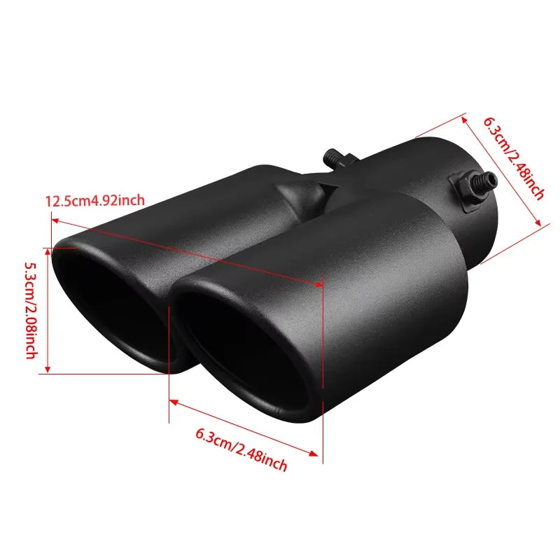 Embout d'échappement universel à double sortie pour voiture, 1 pièce, embouts d'échappement noirs en acier inoxydable, queue de silencieux, embouts de Tube à Double tuyau, accessoires de voiture
