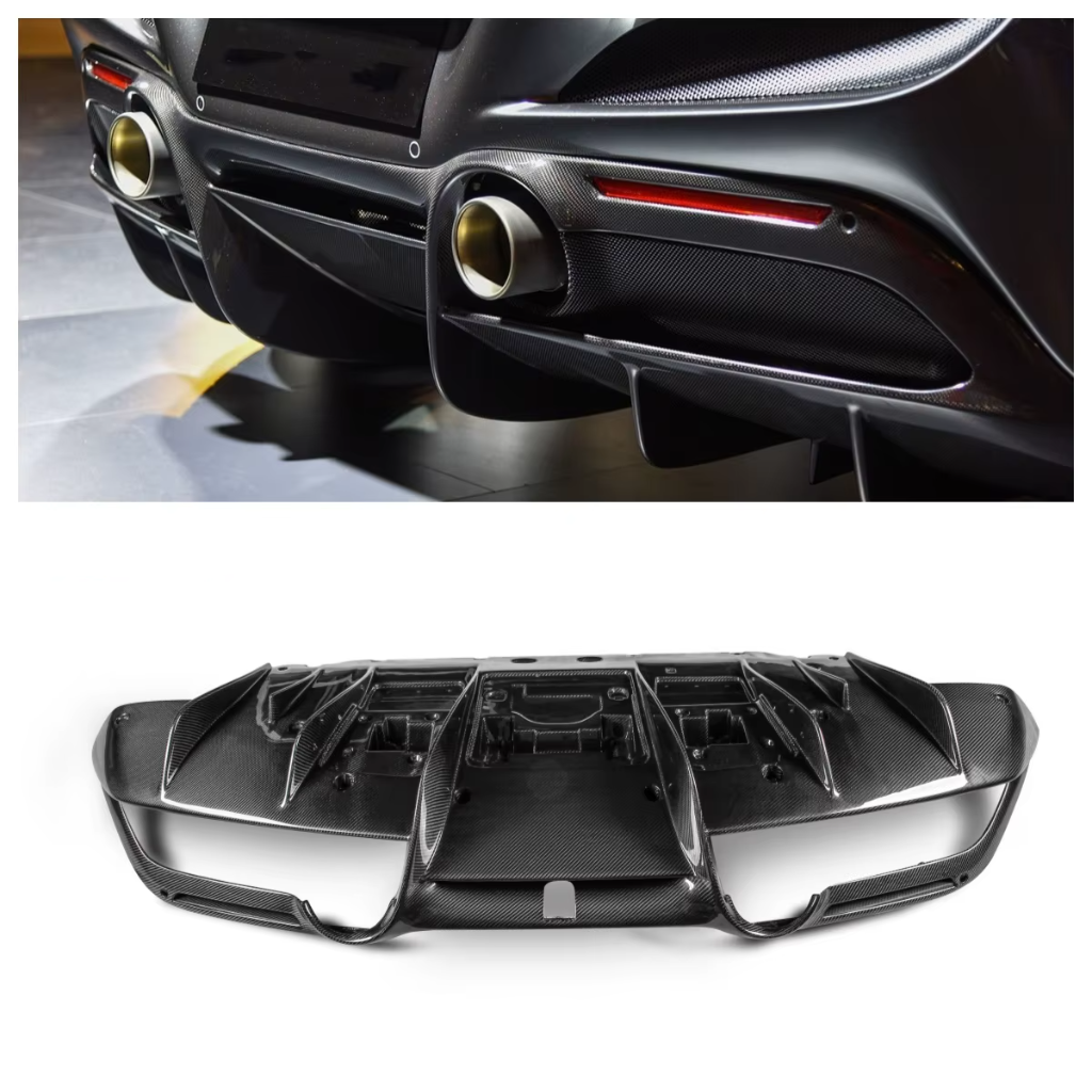 Diffuseur Arrière en Fibre de Carbone Sèche – Style OEM pour Ferrari F8 Tributo / Spider