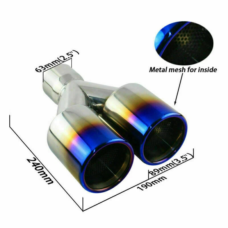 Lot de 2 Embouts d’Échappement Doubles Universels – Acier Inoxydable Poli – Entrée 2.5" / Sorties 3.5"