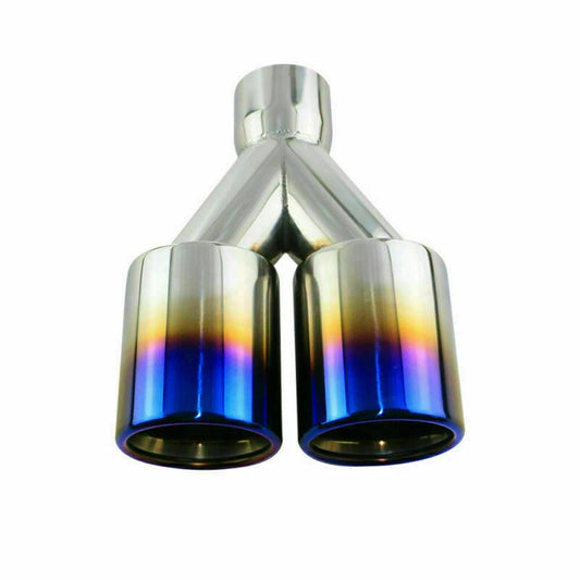 Lot de 2 Embouts d’Échappement Doubles Universels – Acier Inoxydable Poli – Entrée 2.5" / Sorties 3.5"